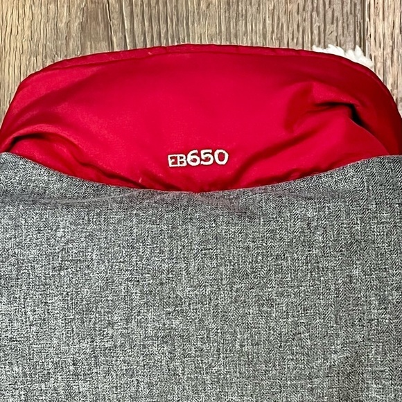 EDDIE BAUER Puffer Vest Goose Down Sherpa Gray Red Quilted Zip Jacket Womens XS - Picture 5 of 13